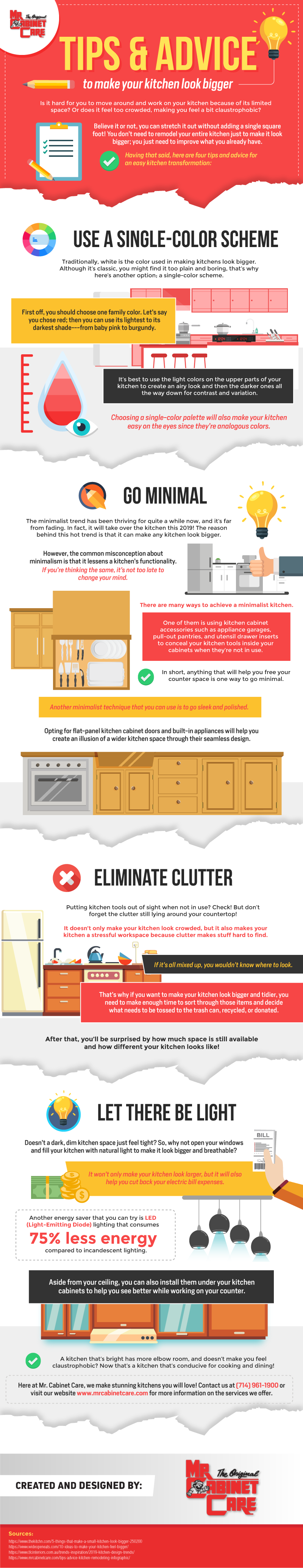 Tips and Advice to Make Your Kitchen Look Bigger - Infographic