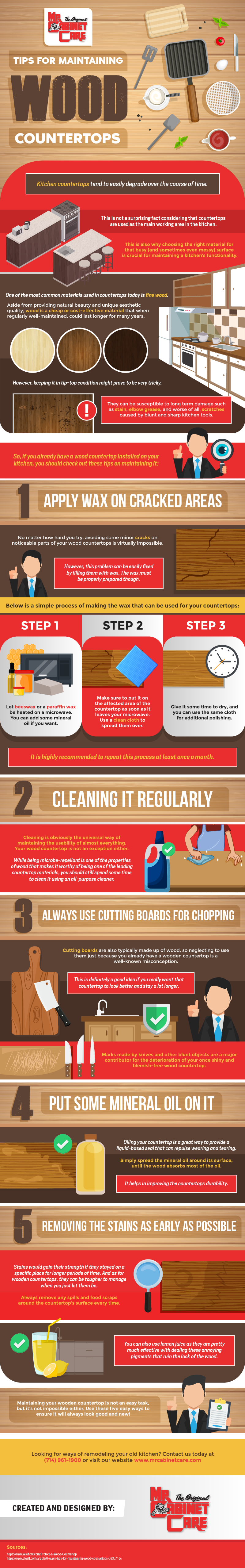 Tips for Maintaining Wood Countertops - Infographic