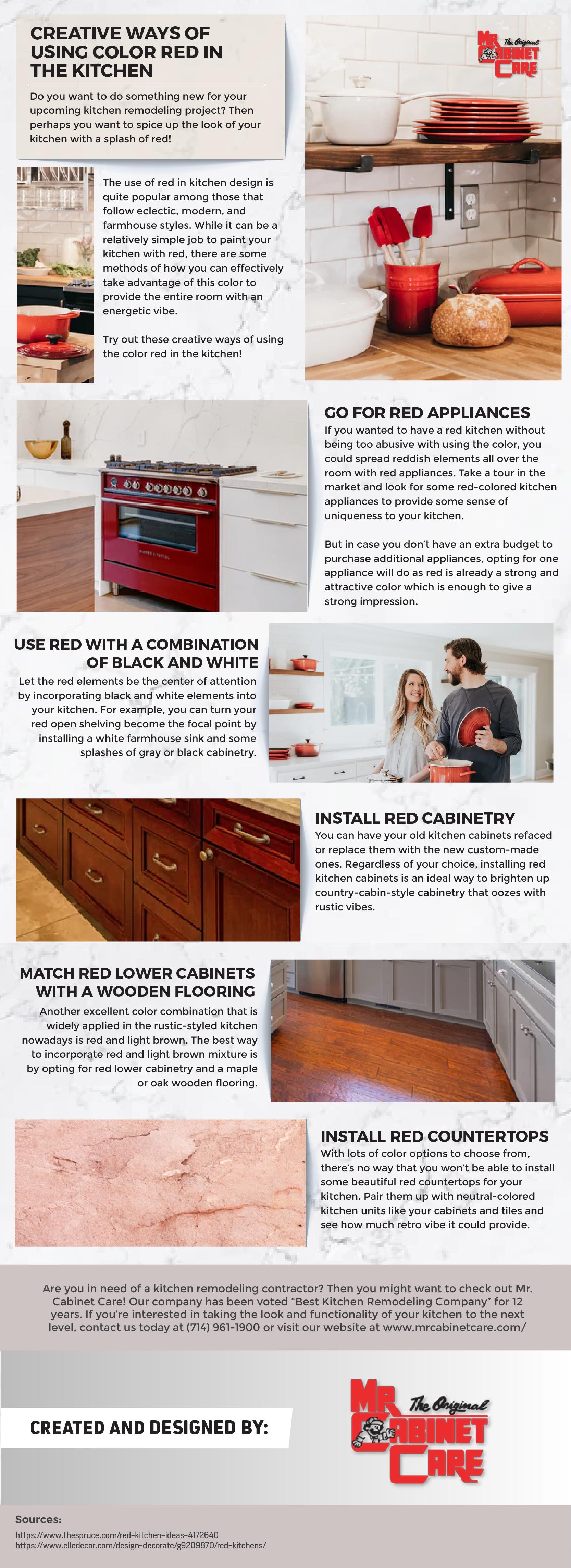 Creative Ways of Using Color Red in the Kitchen - Infographic
