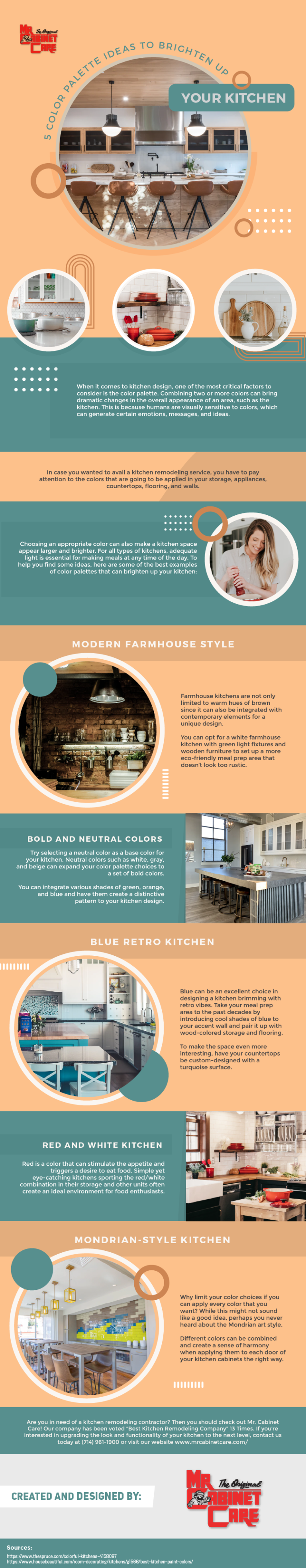 kitchen color palettes - infographic